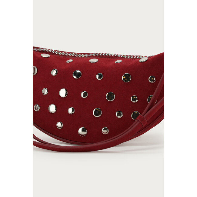 Donkerrode crossbody tas met studs
