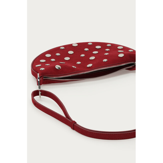 Donkerrode crossbody tas met studs