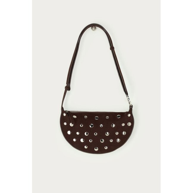 Bruine crossbody tas met studs