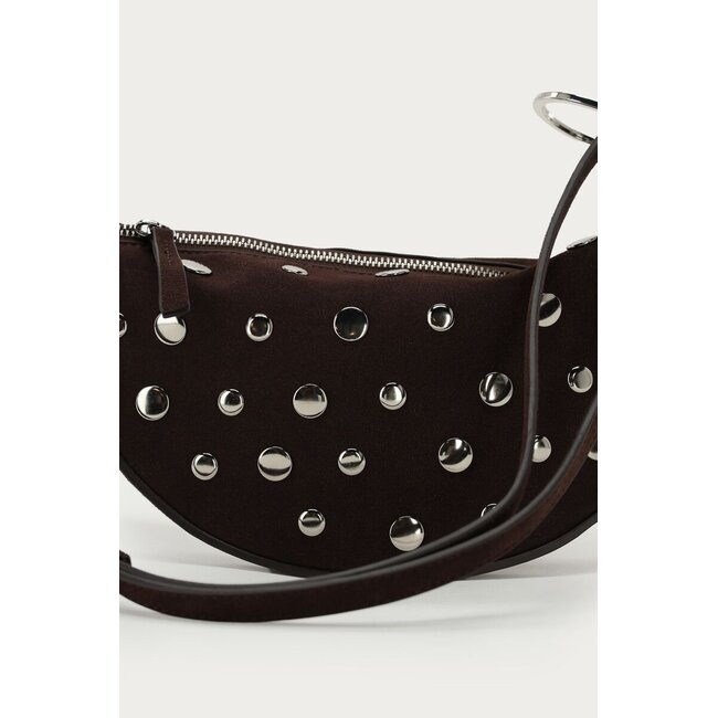 Bruine crossbody tas met studs