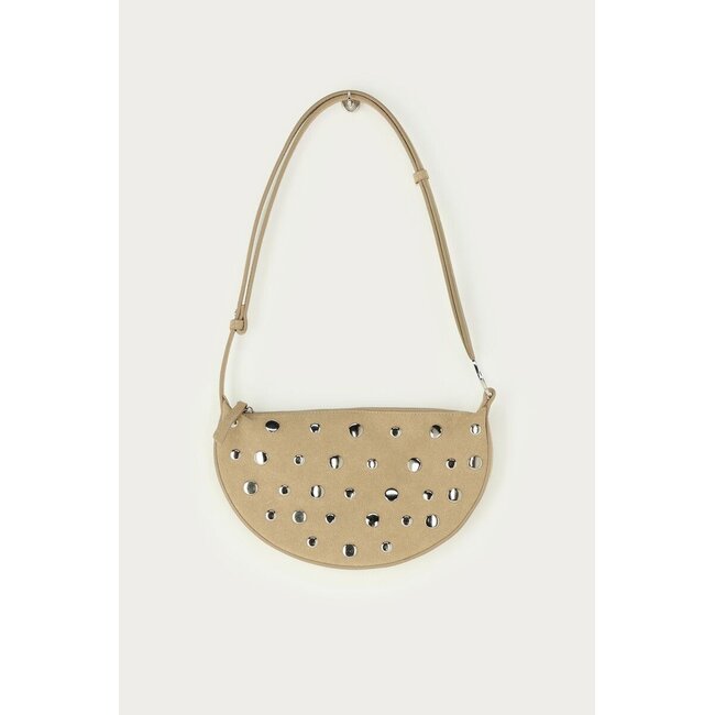 Beige crossbody tas met studs
