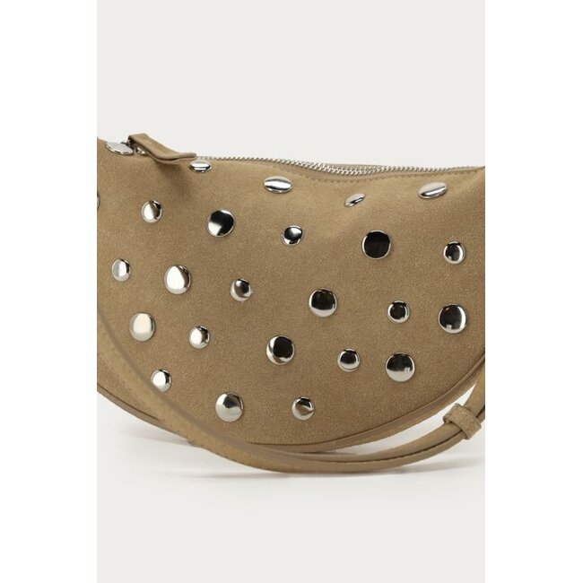 Beige crossbody tas met studs