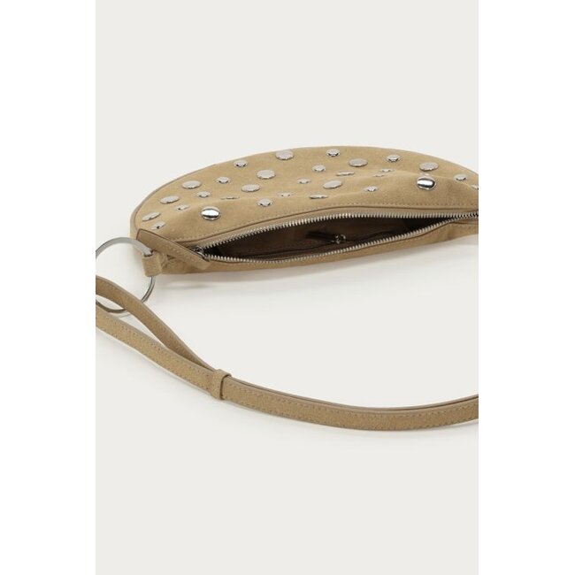 Beige crossbody tas met studs