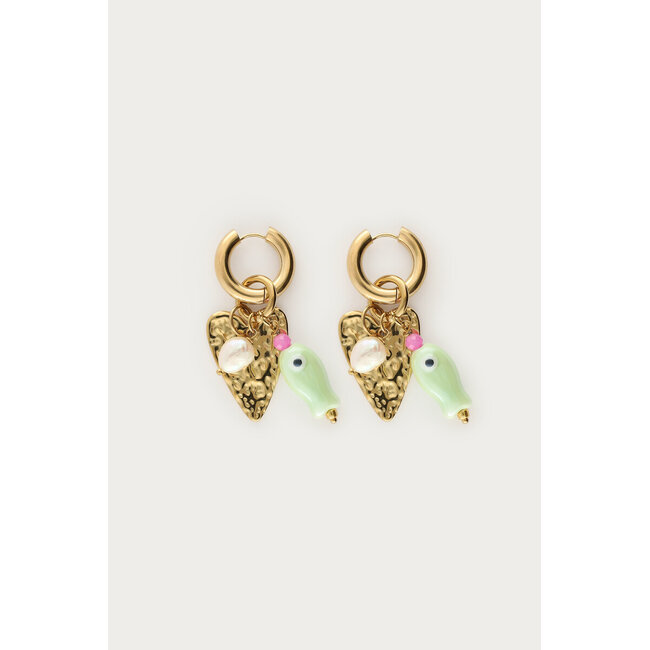 Mer oorringen met vis en hartje