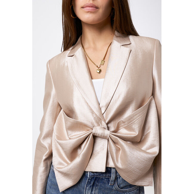 Goudkleurige korte blazer met strik