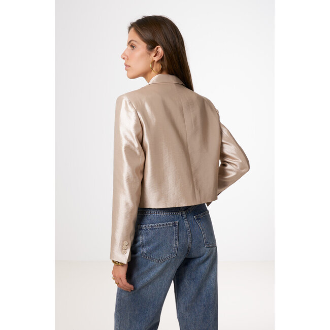 Goudkleurige korte blazer met strik