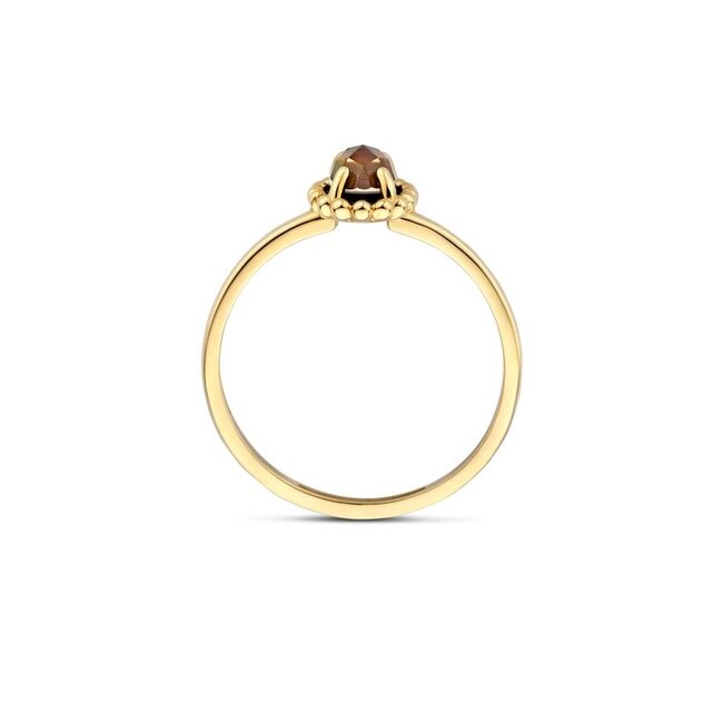 Ring 1272YBQ - Geelgoud (14k) met Black Mother of Pearl en Rock Crystal