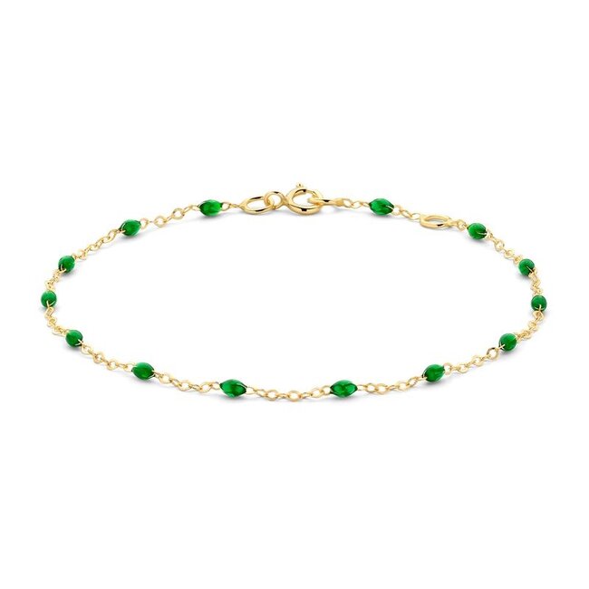 Armband 2264YRG - Geelgoud (14k) met Resin Groen
