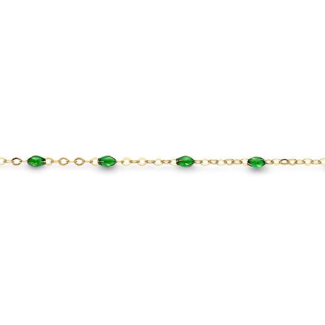 Armband 2264YRG - Geelgoud (14k) met Resin Groen