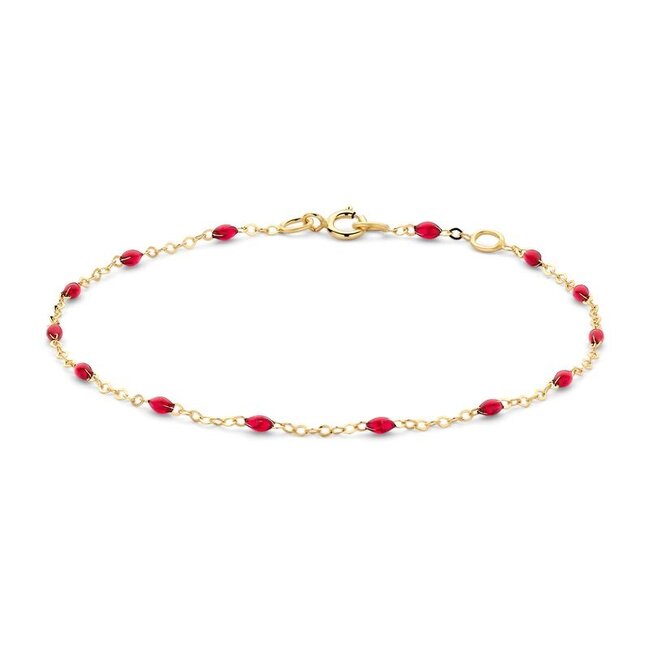 Armband 2264YRR - Geelgoud (14k) met Resin Rood