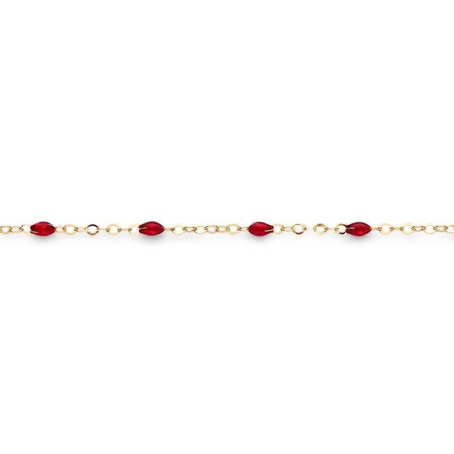Armband 2264YRR - Geelgoud (14k) met Resin Rood