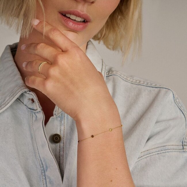 Armband 2266YFC - Geelgoud (14k) met Citrien, Smokey quartz, Peridot en Rhodoliet