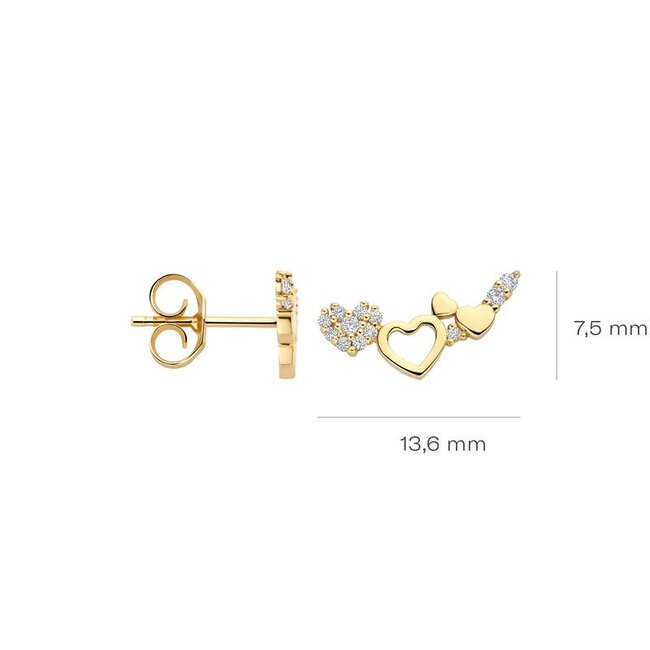 Oorknoppen 7376YZI - Geelgoud (14k) met Zirconia