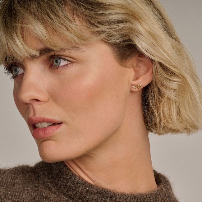 Oorknoppen 7377YZI - Geelgoud (14k) met Zirconia