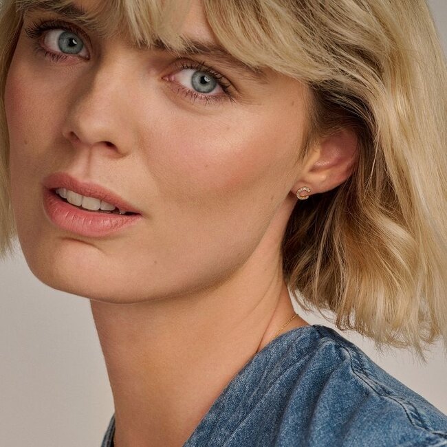 Oorknoppen 7378YZI - Geelgoud (14k) met Zirconia