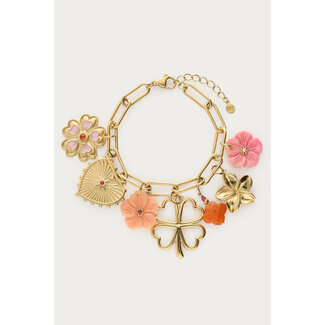 My Jewellery Botanical bedel armband met klaver en bloemen