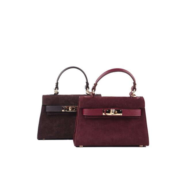 Lederen handtas | Suede | Koffie