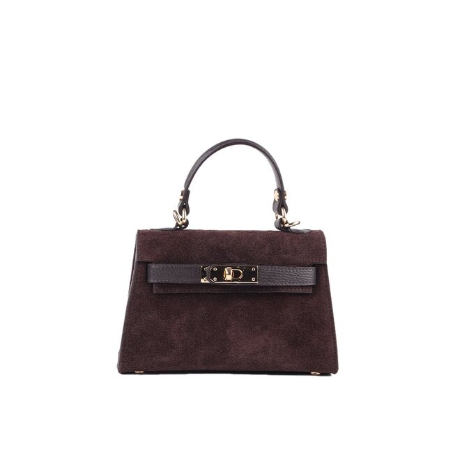 Lederen handtas | Suede | Koffie