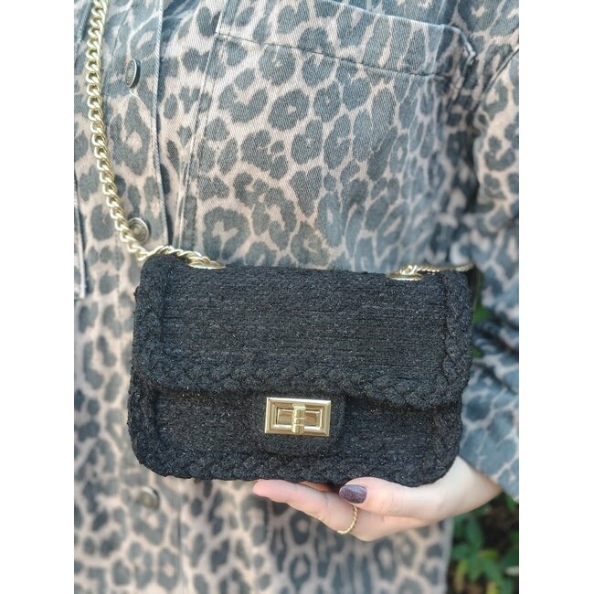 Kunstlederen schoudertas - Zwart