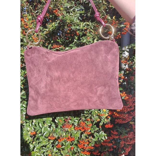 Suede schoudertas | Bordeaux