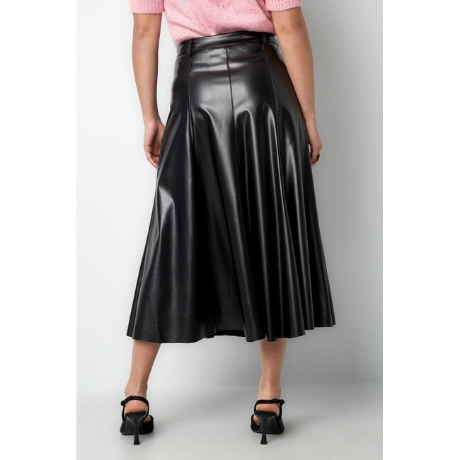 Leren lange rok - Zwart