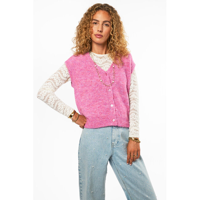 Witte fluffy kanten top