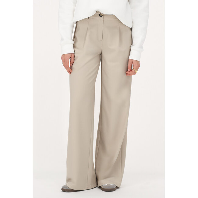 Beige wide leg pantalon met plooien