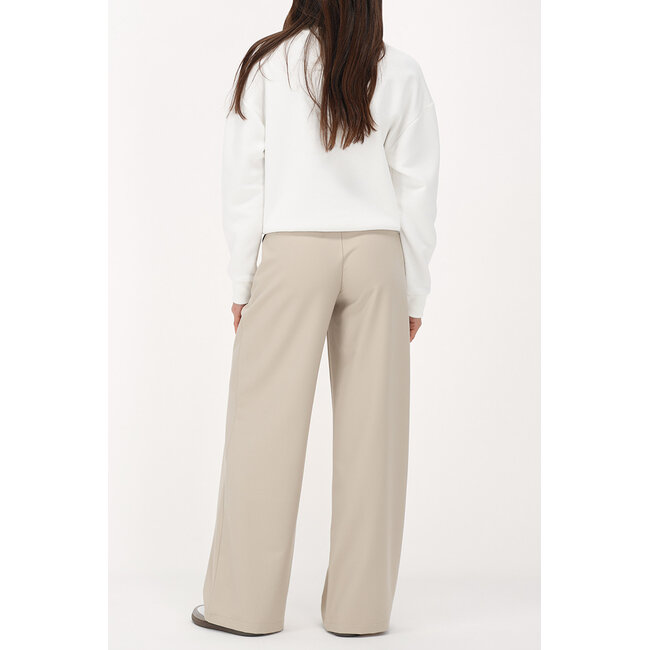Beige wide leg pantalon met plooien