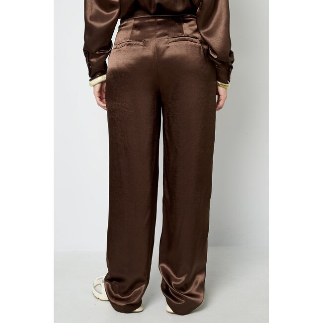 Zijden look broek - Bruin