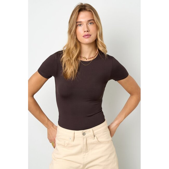 Shapewear bodysuit shirt basic - Chocoladekleur