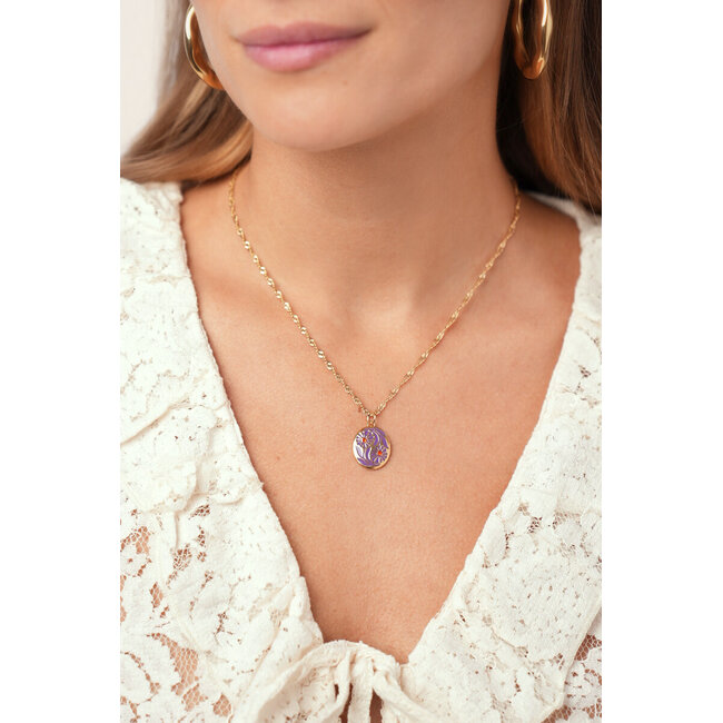 Nomads ketting met paarse bloemen