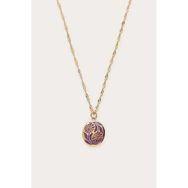 Nomads ketting met paarse bloemen