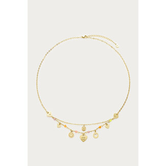 My Jewellery Ketting bedels met hartjes & pastel kralen