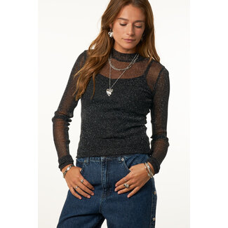 My Jewellery Zwarte mesh top met glitter