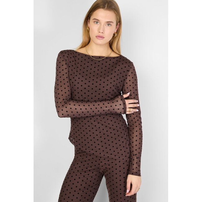 De Polkadot set Top - Bruin