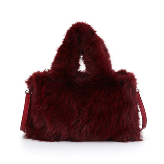 Sunset Fashion Fluffy handtas met schouderband - Bordeaux