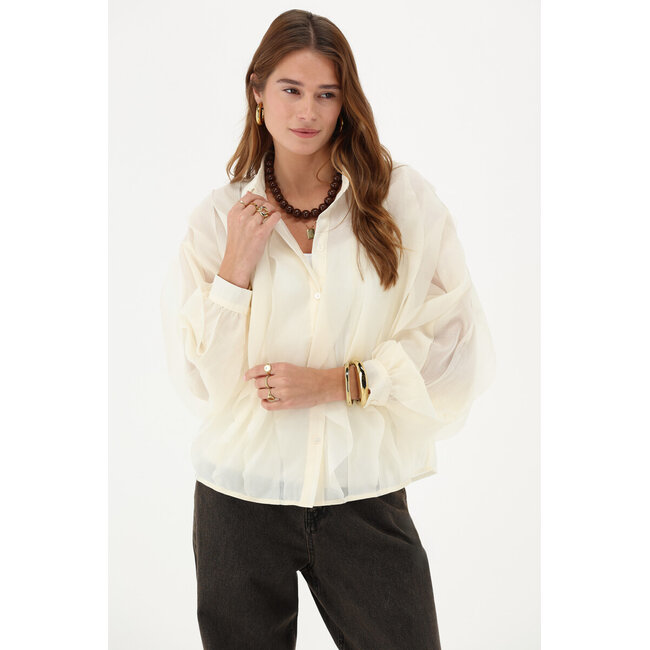 Witte chiffon blouse met ruffles