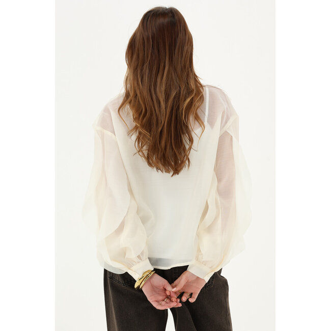 Witte chiffon blouse met ruffles