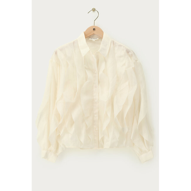 Witte chiffon blouse met ruffles