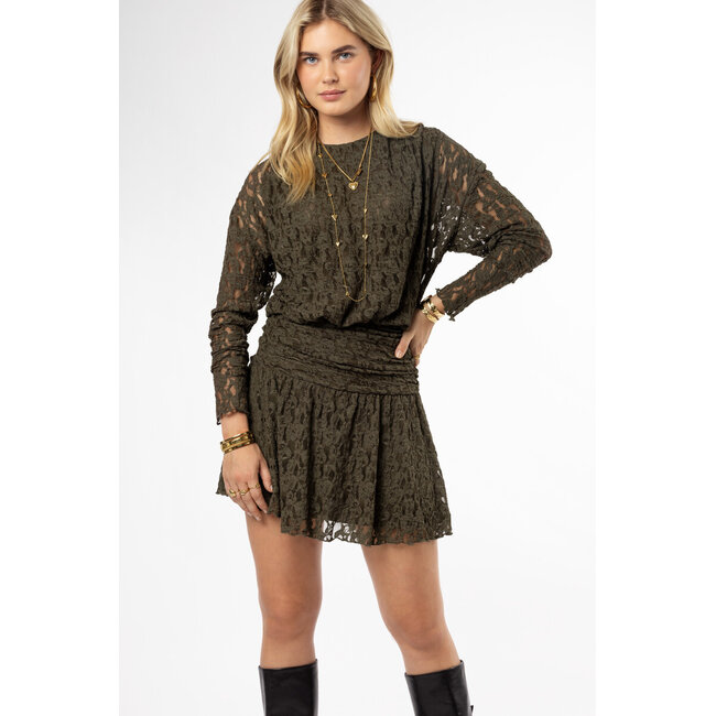 Groene korte kanten jurk