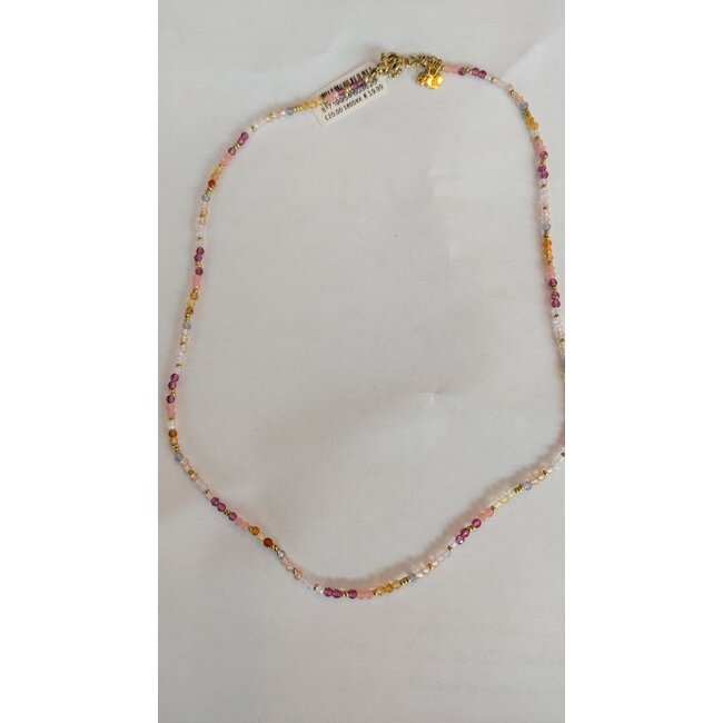 Botanical ketting met roze kralen