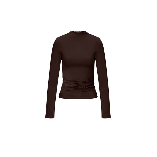 Lange Mouw Top Basis - Donkerbruin