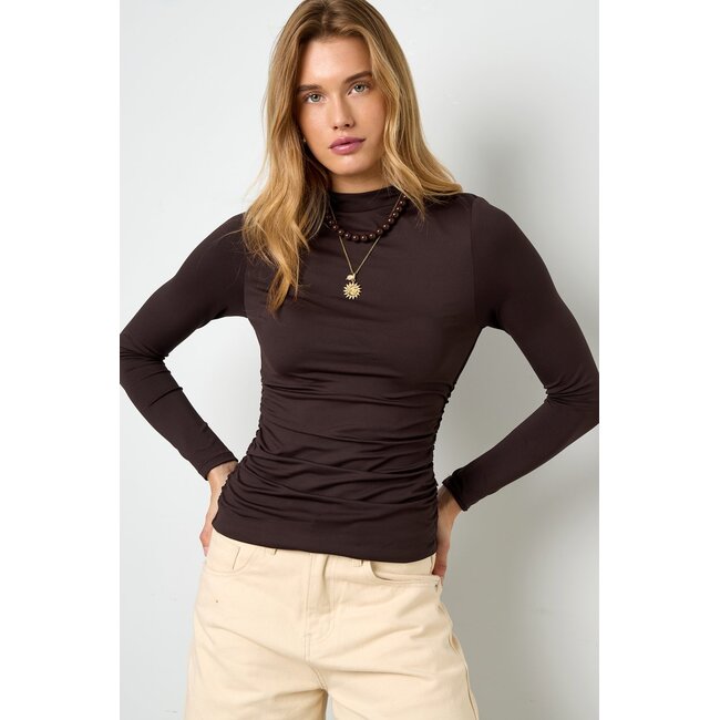 Lange Mouw Top Basis - Donkerbruin