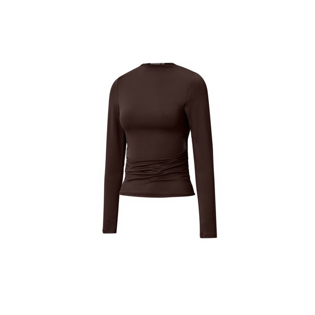 Lange Mouw Top Basis - Donkerbruin