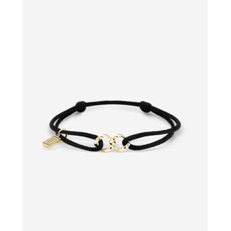 Buddha to Buddha Koord Armband Chain XS Verguld Zwart