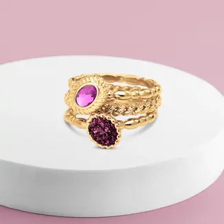 Melano Jewelry Twisted & Friends Purple Peony Ringen Set