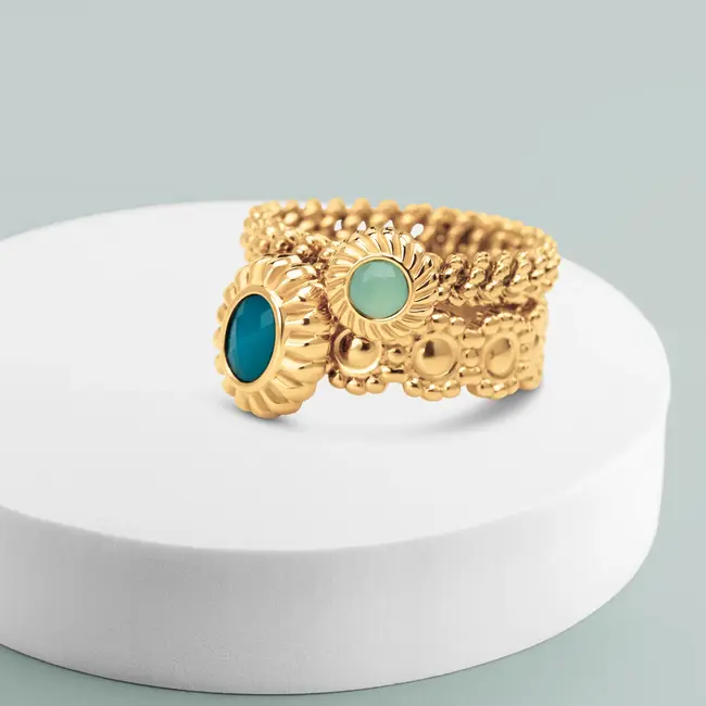 Twisted & Vivid Green Grass Ringen Set