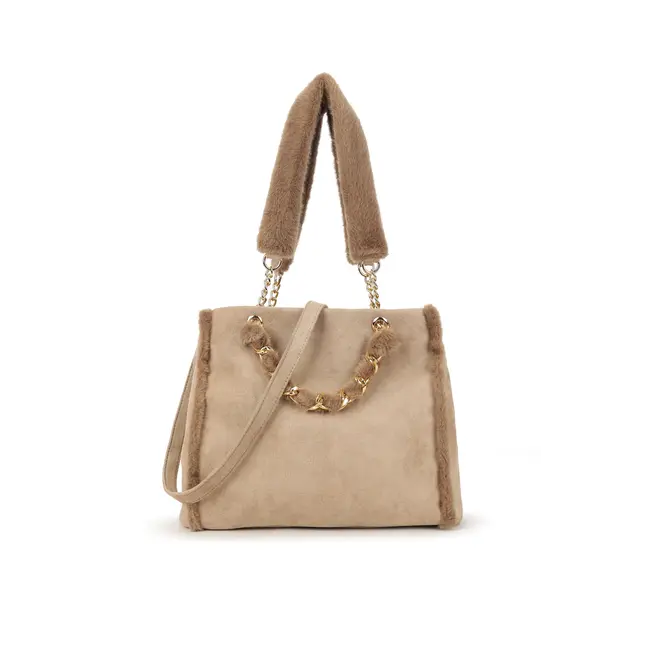 The Cosy suède schoudertas - Taupe
