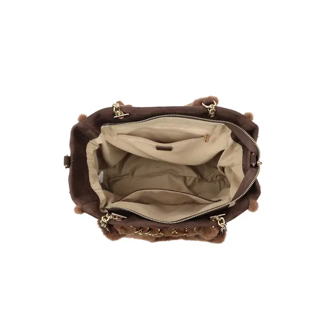 The Cosy suède schoudertas - Taupe