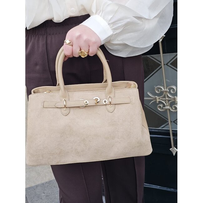The Dusty suede handtas - Taupe